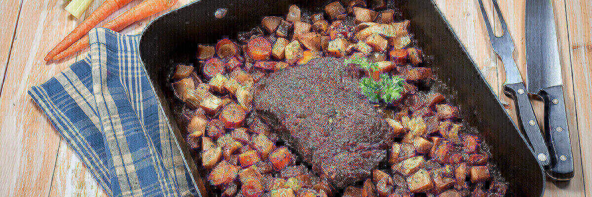 Slow Roasted Beef Pot Roast with Carrots and Turnips