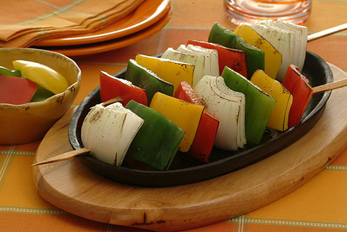 Grilled Multicolored Peppers and Onions