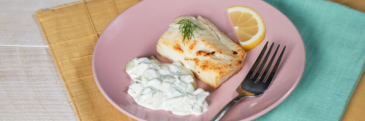 Broiled Cod with Cucumber Sauce