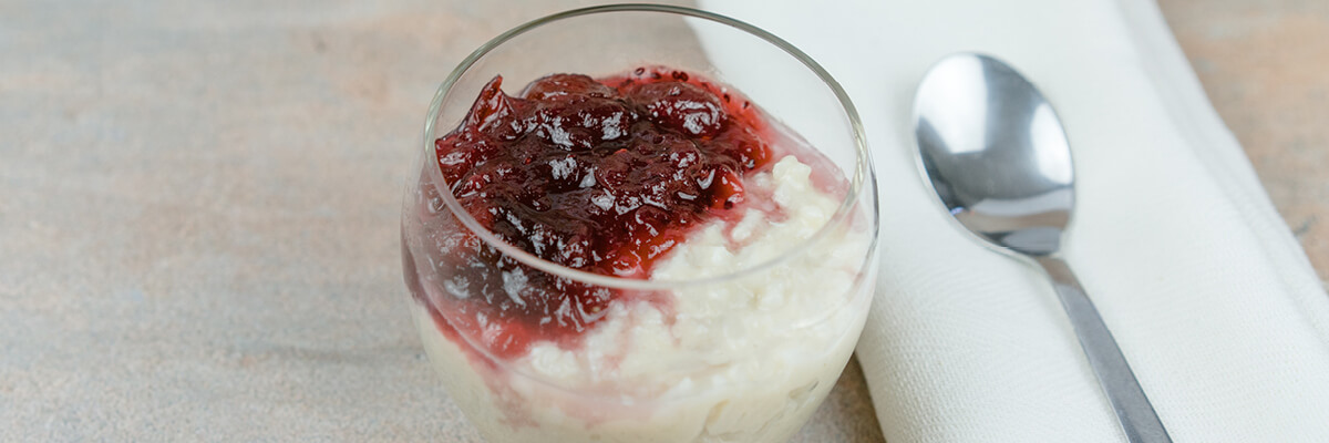 Rice Pudding with Cranberry Sauce