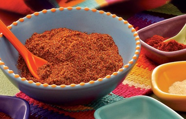 Mexican seasoning in a blue bowl