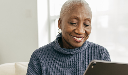 Woman with tablet.