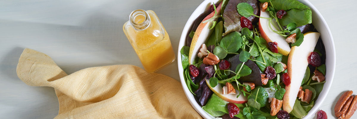 Pear and Cranberry Salad with Honey Ginger Dressing